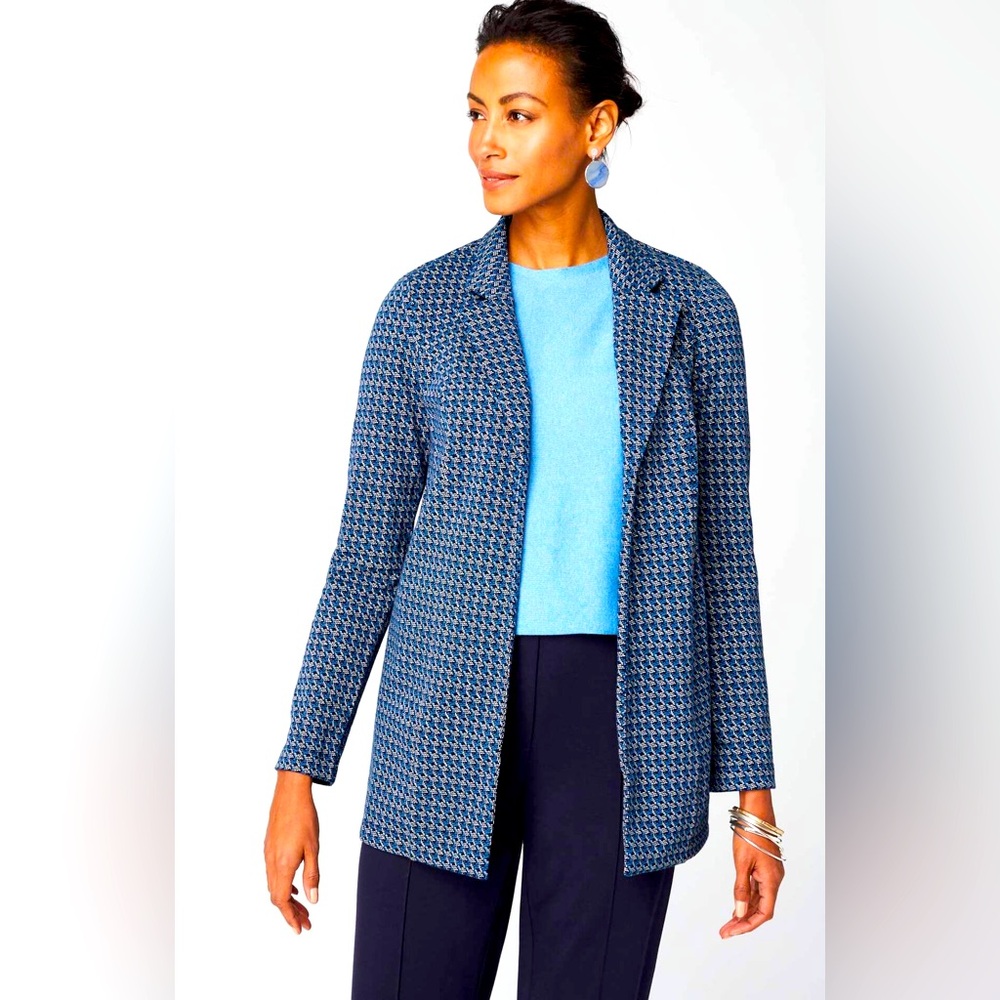 J. Jill Navy and Light Blue Textured Blazer